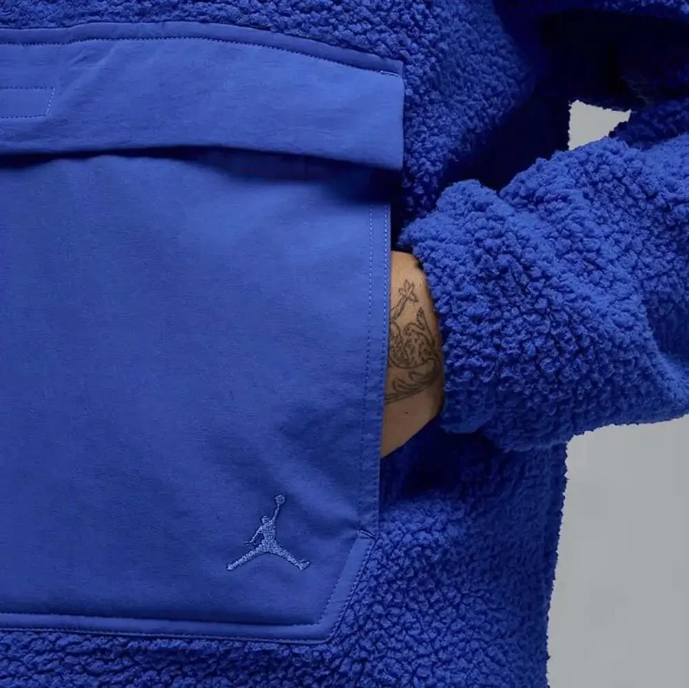 Jordan Flight High-Pile Fleece Pullover Hoodie Game Royal FV7452-480 SZ LG $120